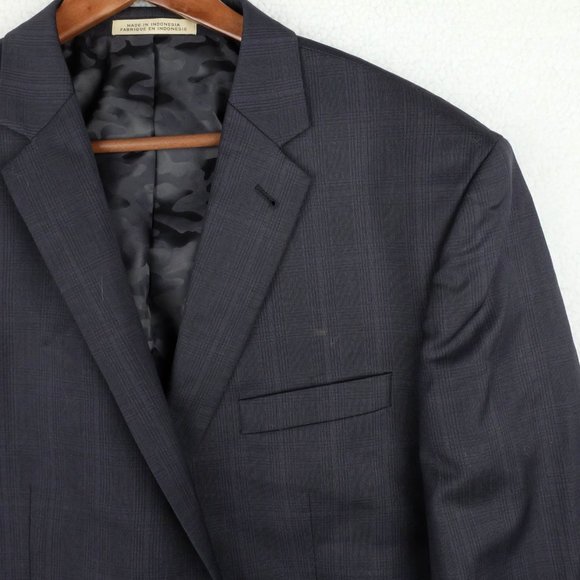 Joseph Abboud Blazer Jacket Mens 48R Black Check Super 120s Wool Slim Fit - Picture 2 of 16